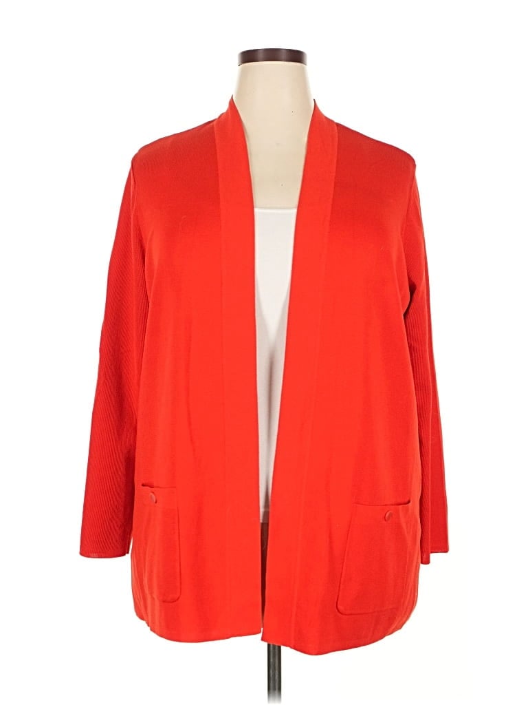 Pre-owned Anne Klein Cardigan Sweater In Red