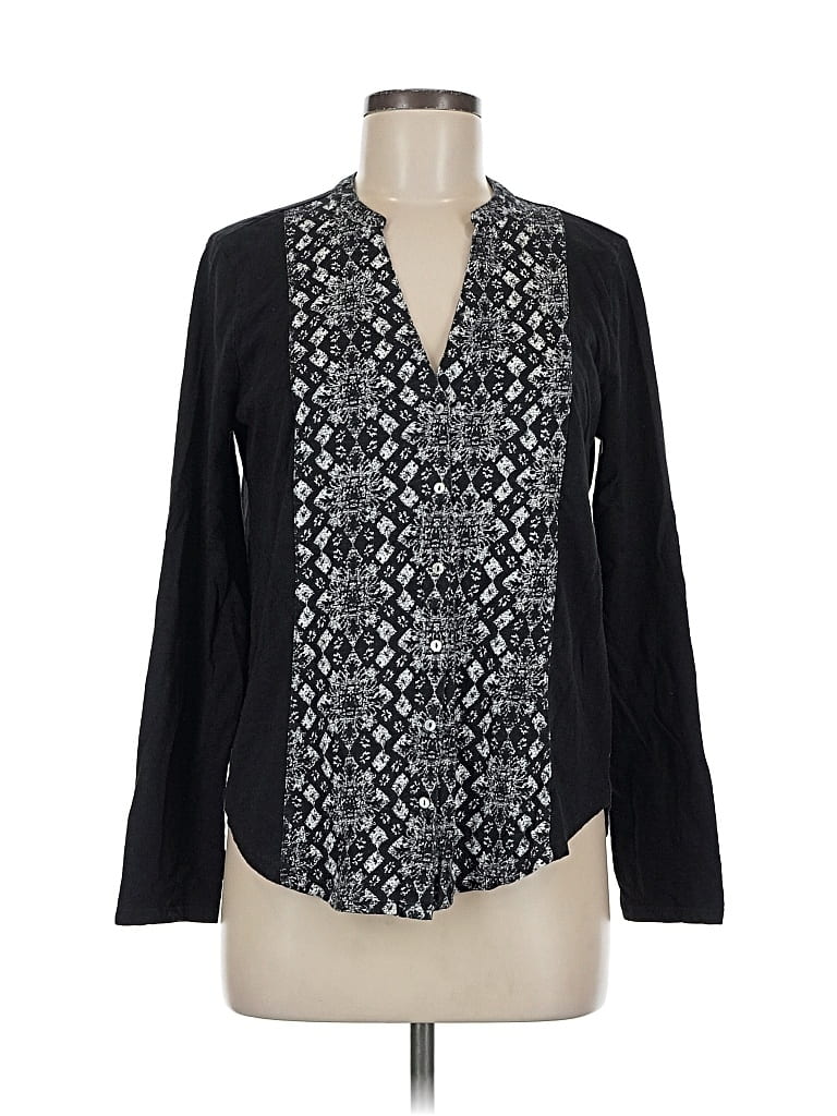 Pre-owned Lucky Brand Long Sleeve Blouse In Black