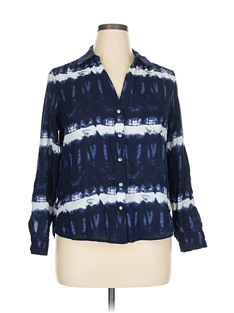 Pre-owned Inc International Concepts Long Sleeve Blouse In Blue