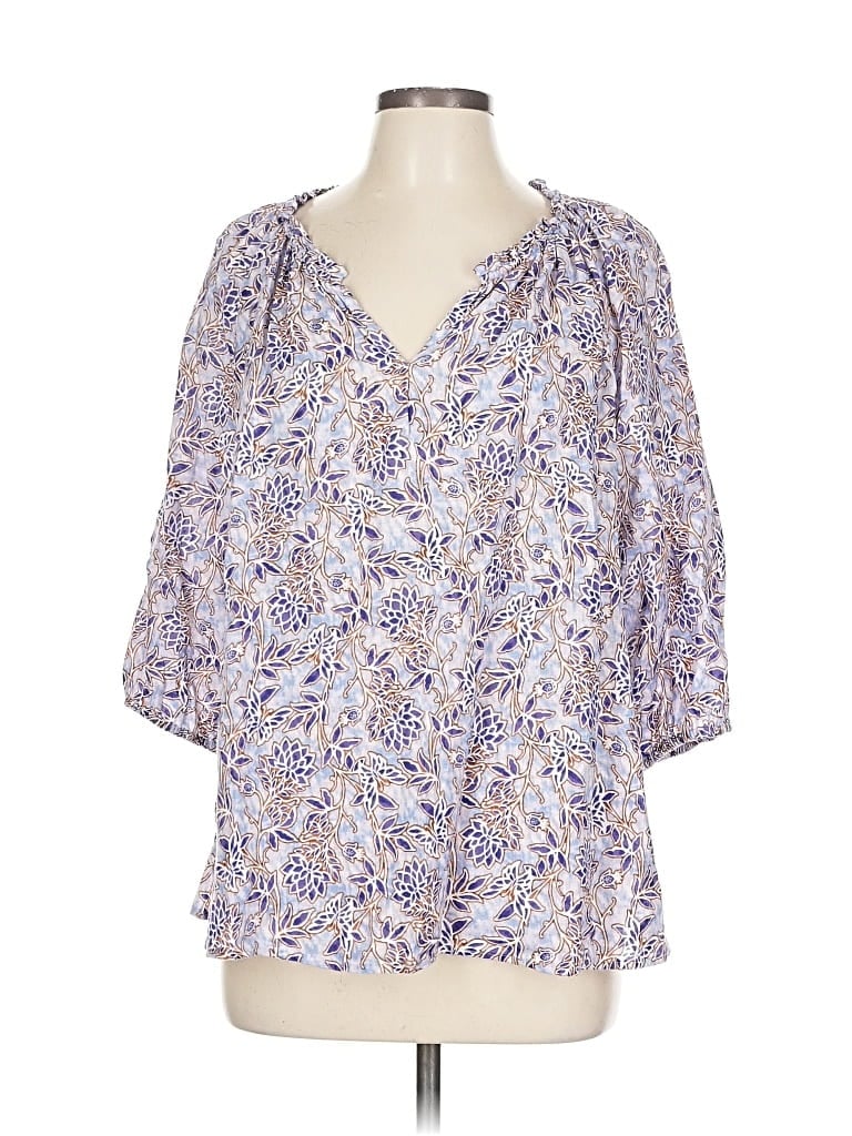 Pre-owned Jjill 3/4 Sleeve Blouse In Blue