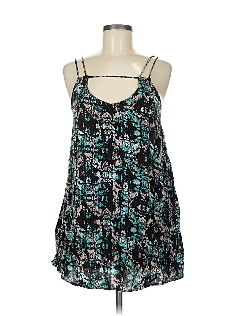 Pre-owned Rvca Tank Top Teal Halter Neckline Tops In Blue