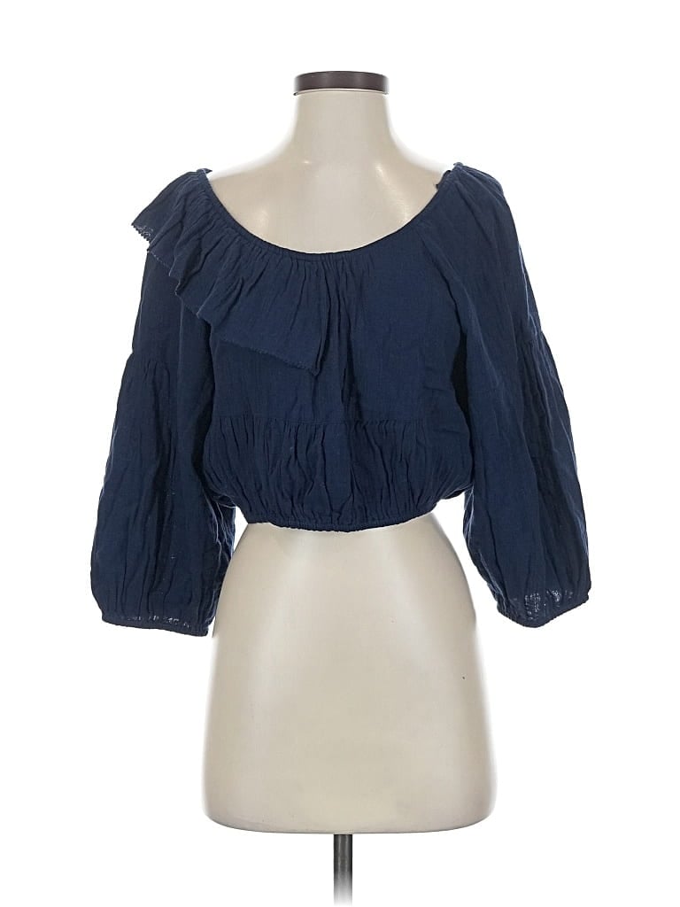 Pre-owned Apiece Apart 3/4 Sleeve Blouse In Blue