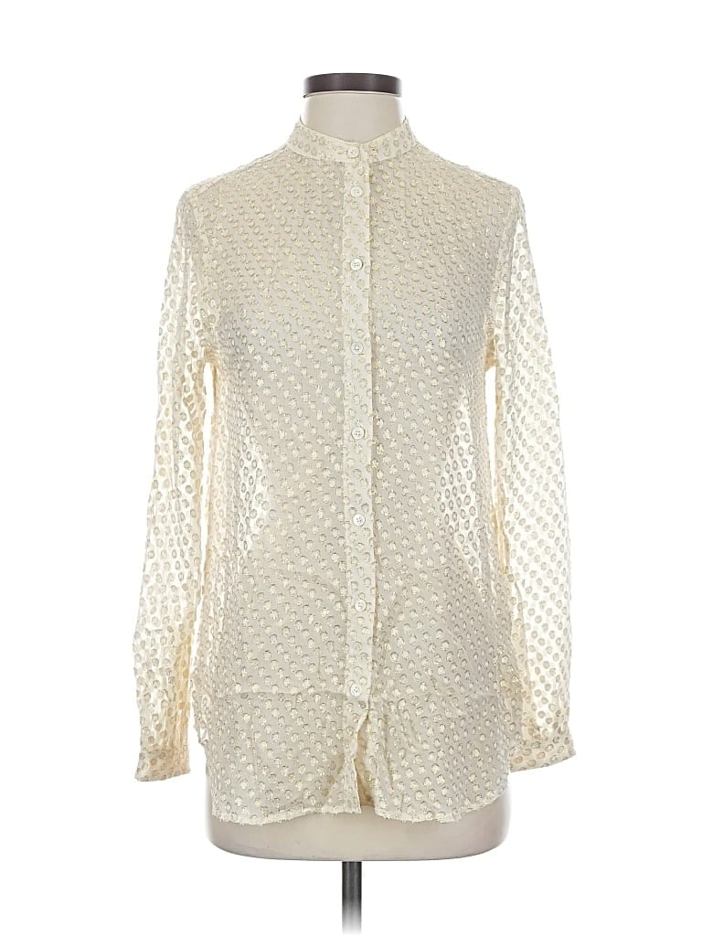 Pre-owned Equipment Long Sleeve Blouse In White