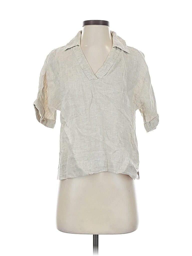 Pre-owned Haven Well Within Short Sleeve Blouse In Gray