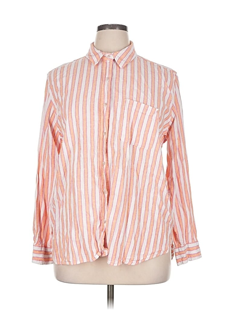 Pre-owned Universal Thread Long Sleeve Button Down Shirt In Orange