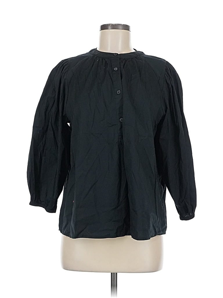 Pre-owned A New Day 3/4 Sleeve Button Down Shirt In Black