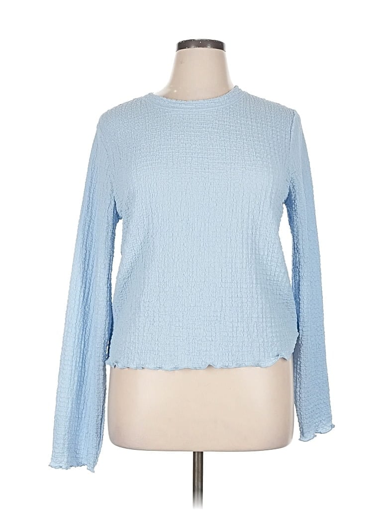 Pre-owned A New Day Long Sleeve Top Blue Mock Neckline Tops