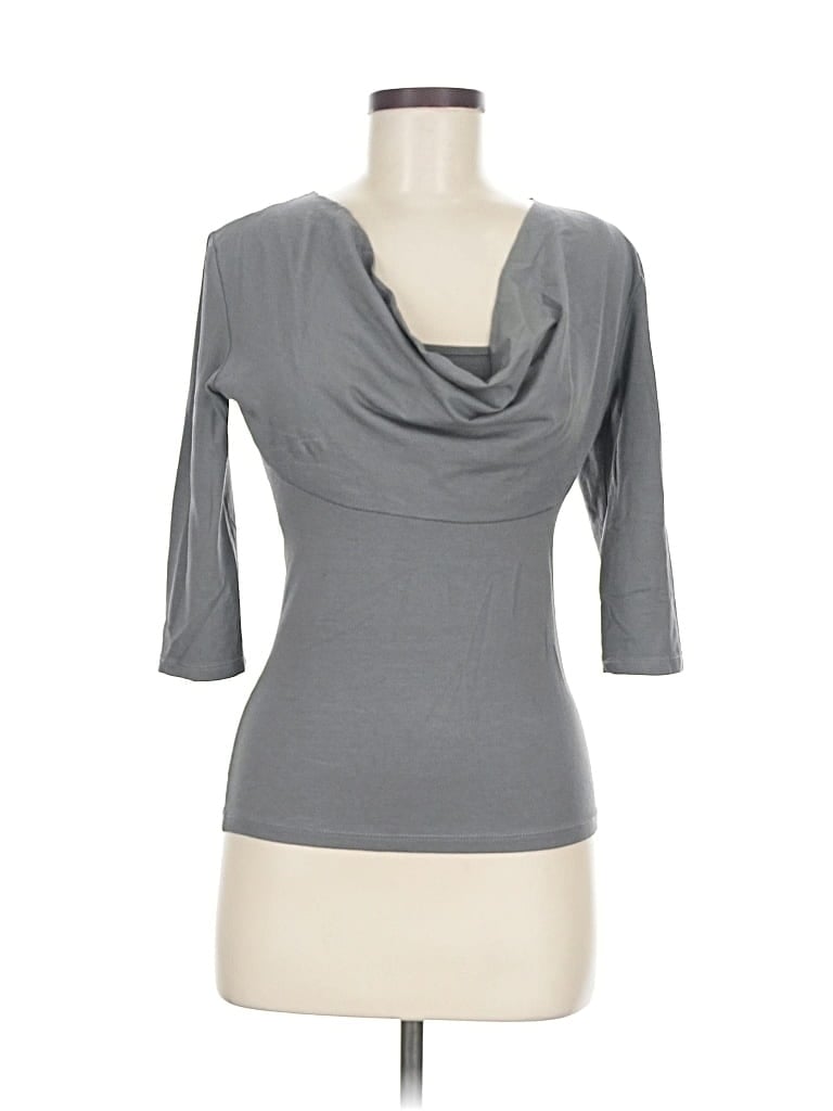 Pre-owned Ronen Chen 3/4 Sleeve Top Gray Cowl Neck Tops