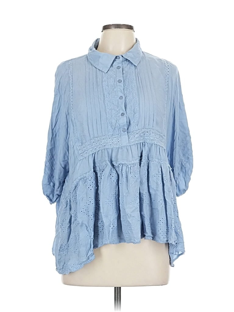Pre-owned Liv 3/4 Sleeve Blouse In Blue