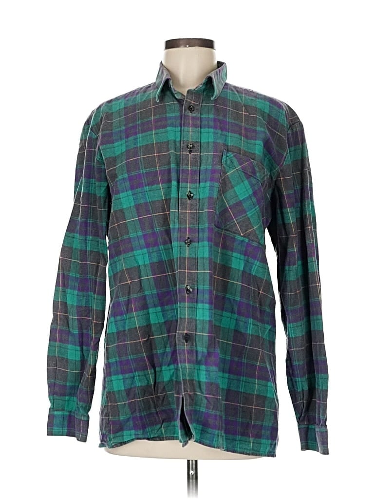 Pre-owned Assorted Brands Long Sleeve Button Down Shirt In Green
