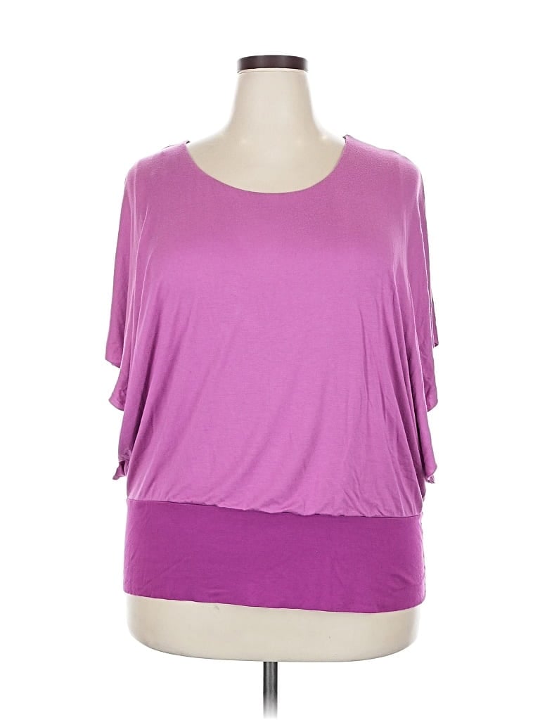 Pre-owned Olivia Moon Short Sleeve Top Purple Cold Shoulder Neckline Tops