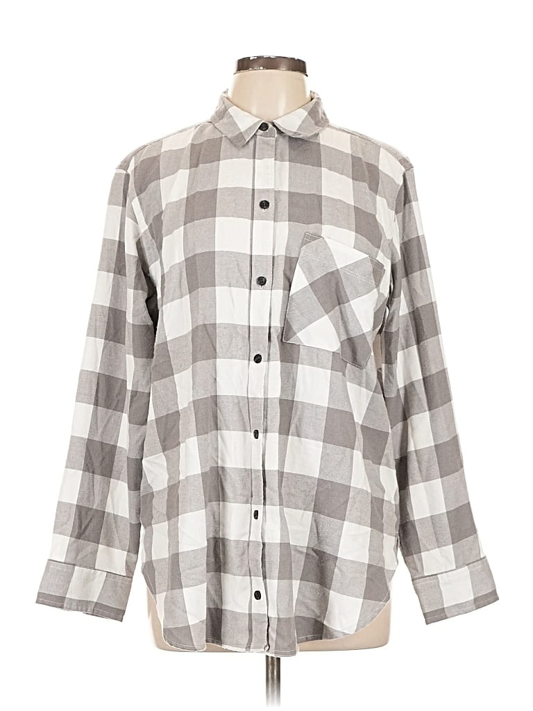 Pre-owned Abercrombie & Fitch Long Sleeve Button Down Shirt In Gray