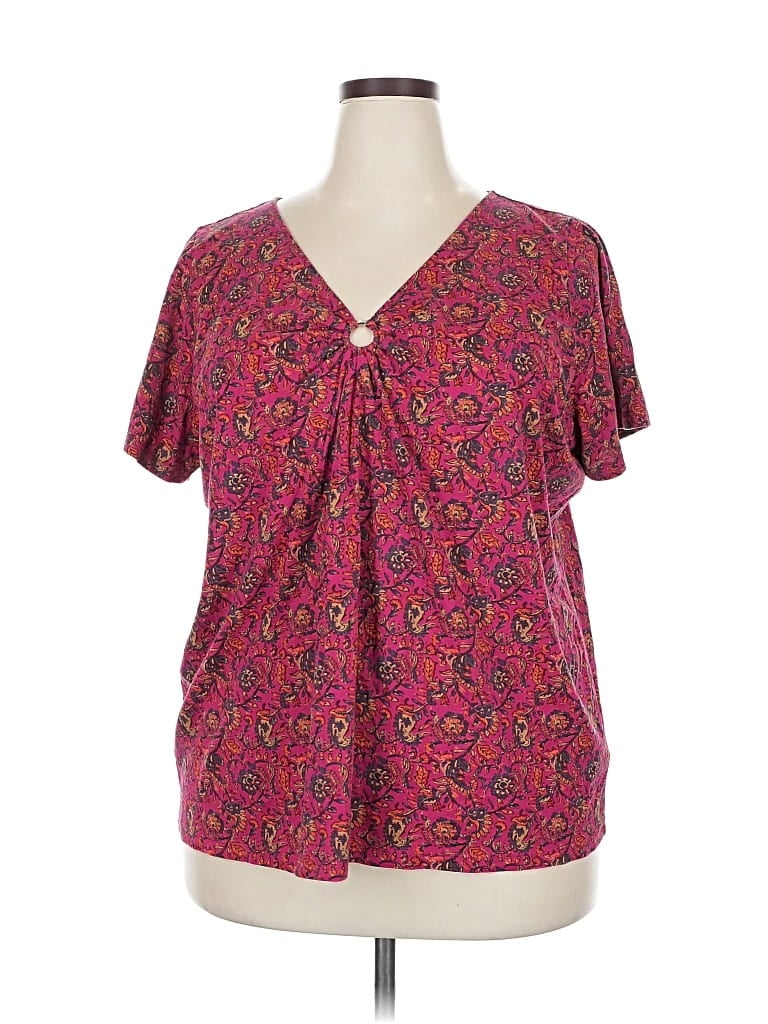 Pre-owned Chaps Short Sleeve Blouse In Pink