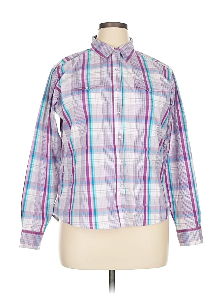 Pre-owned Aura Long Sleeve Button Down Shirt In Purple