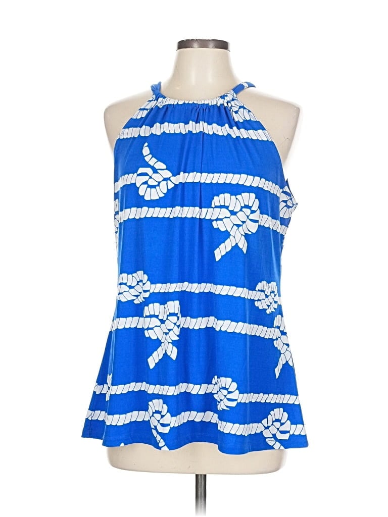 Pre-owned Cynthia Rowley Tank Top Blue Halter Neckline Tops