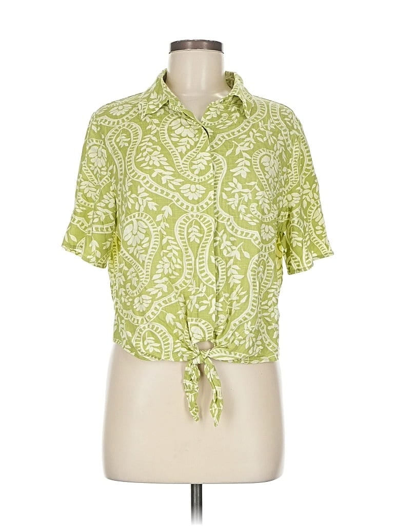 Pre-owned Industry Short Sleeve Blouse In Green