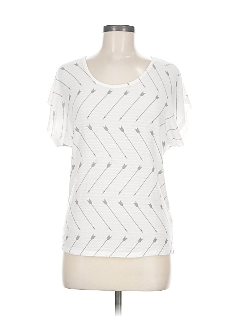 Pre-owned Love J Short Sleeve Top White Square Neckline Tops