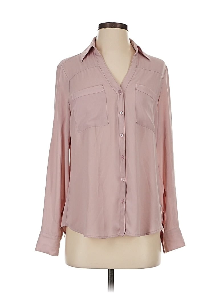 Pre-owned Express Outlet Long Sleeve Blouse In Pink