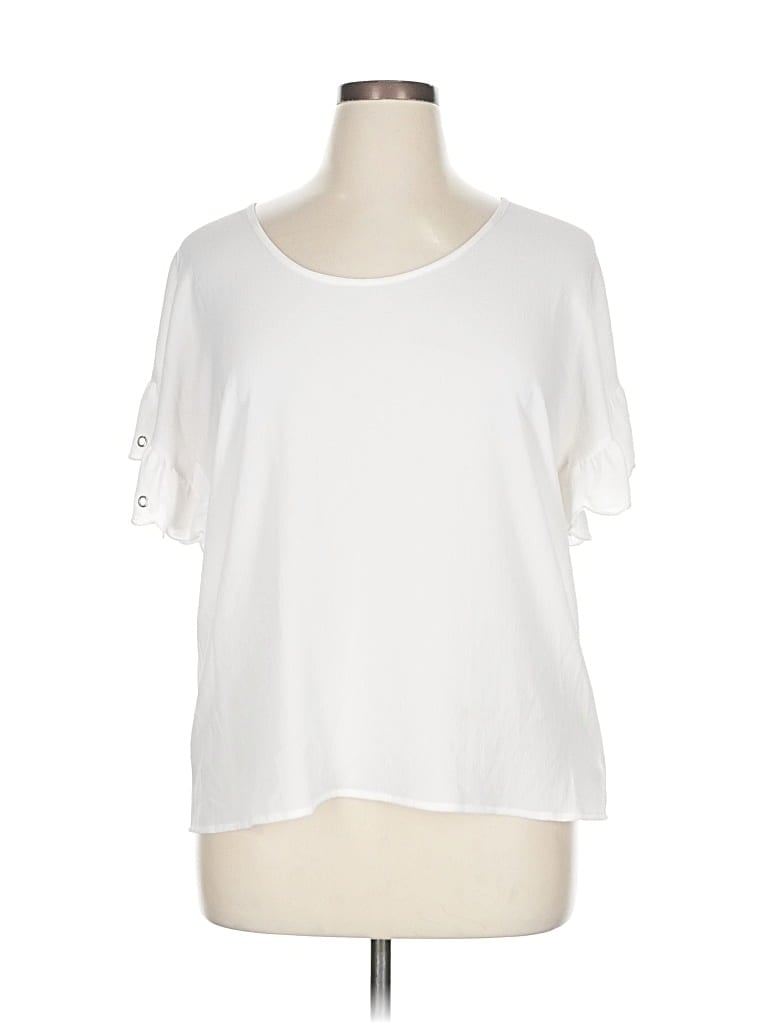 Pre-owned Michael Michael Kors Short Sleeve Top White Scoop Neck Tops