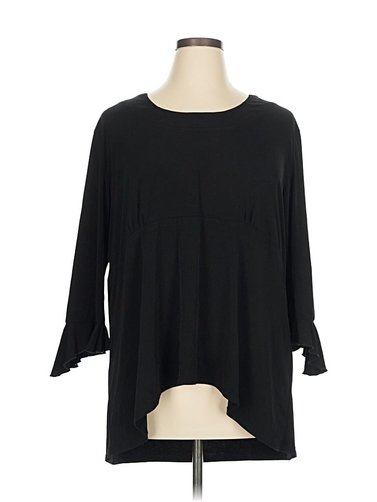 Pre-owned Antthony Originals 3/4 Sleeve Top Black Boatneck Tops