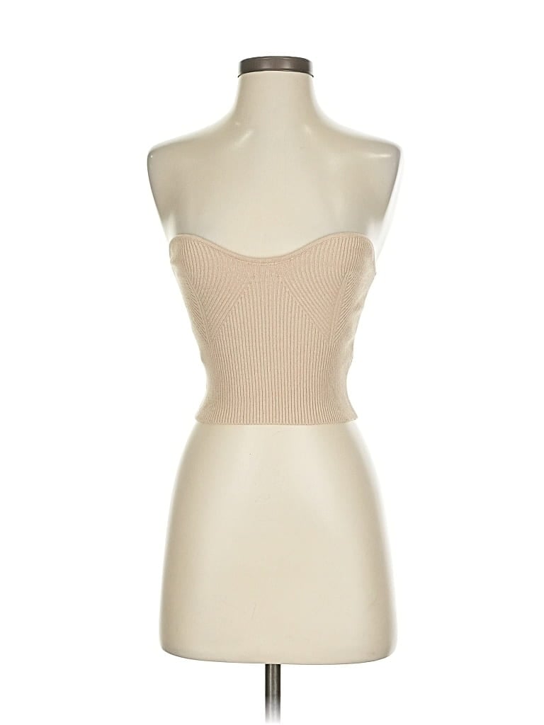 Pre-owned Double Zero Tube Top Tan Strapless Neckline Tops In Brown