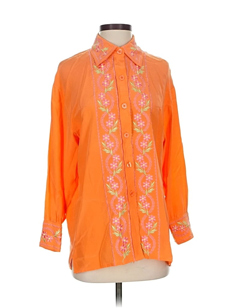 Pre-owned Diane Von Furstenberg 3/4 Sleeve Blouse In Orange