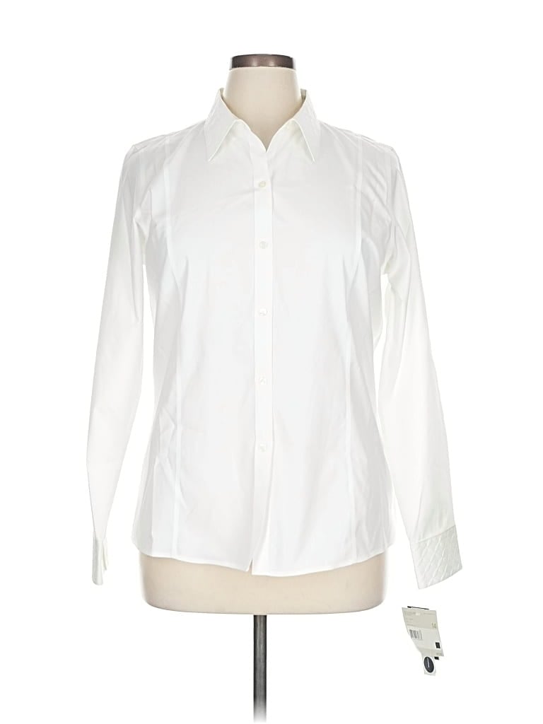 Liz Claiborne Long Sleeve Button Down Shirt In White