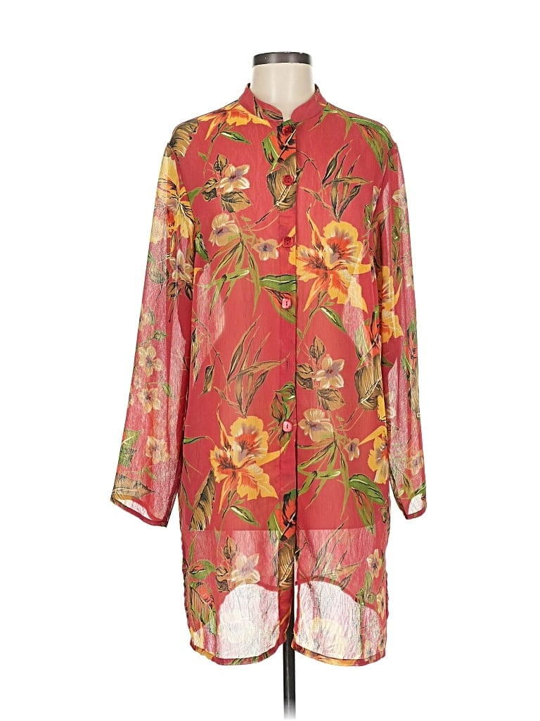 Pre-owned Susan Graver 3/4 Sleeve Blouse In Red