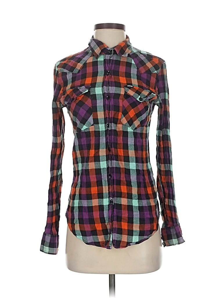 Pre-owned Hurley Long Sleeve Button Down Shirt In Orange