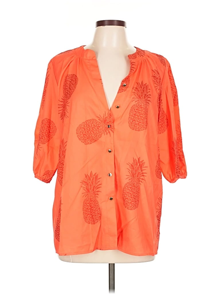 Pre-owned Assorted Brands 3/4 Sleeve Blouse In Orange