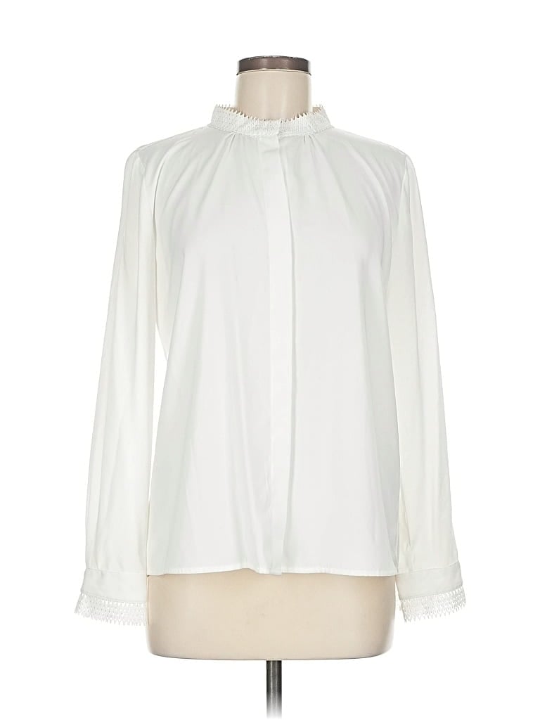 Pre-owned Alex Marie Long Sleeve Blouse In White