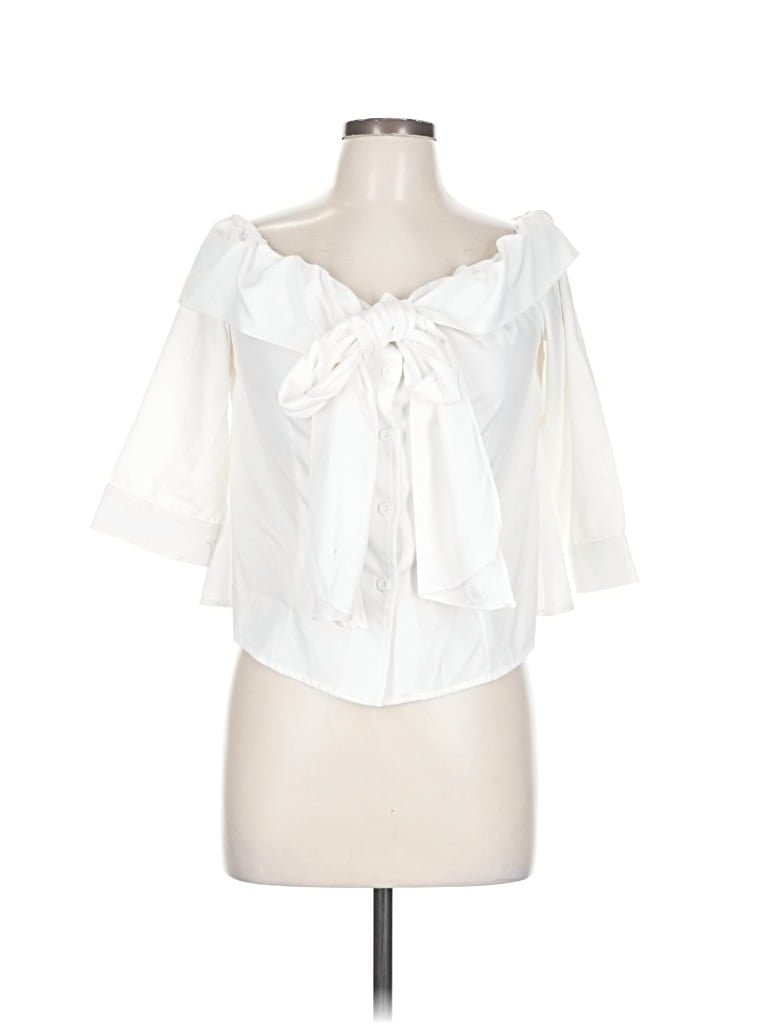 Pre-owned Boohoo 3/4 Sleeve Blouse In White