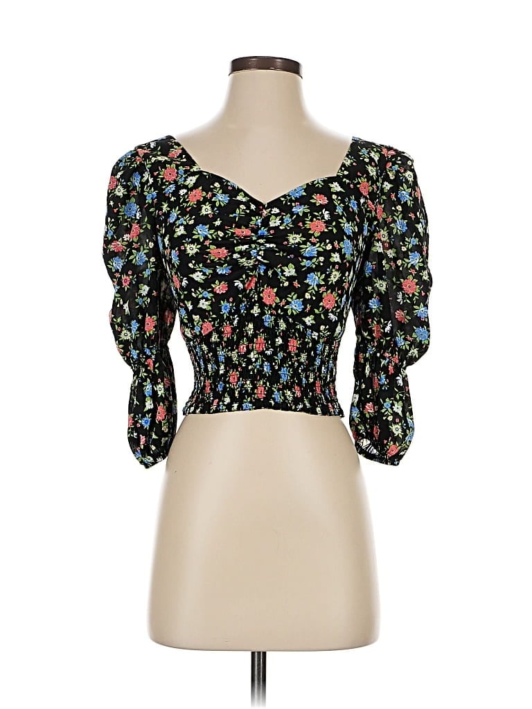 Pre-owned Nasty Gal Inc. 3/4 Sleeve Blouse In Black