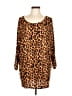L&B Animal Print Orange Tan 3/4 Sleeve Blouse Size L - photo 1