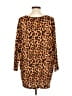 L&B Animal Print Orange Tan 3/4 Sleeve Blouse Size L - photo 2