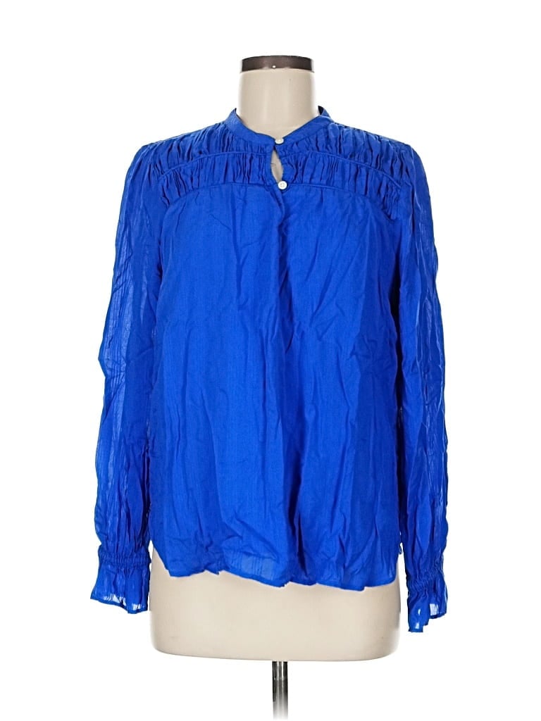 Pre-owned Ann Taylor Loft Long Sleeve Blouse In Blue
