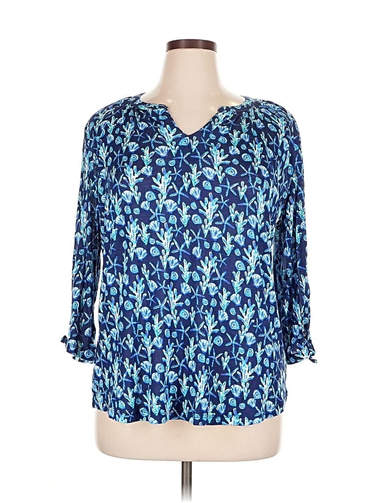 Pre-owned Assorted Brands 3/4 Sleeve T-shirt In Blue