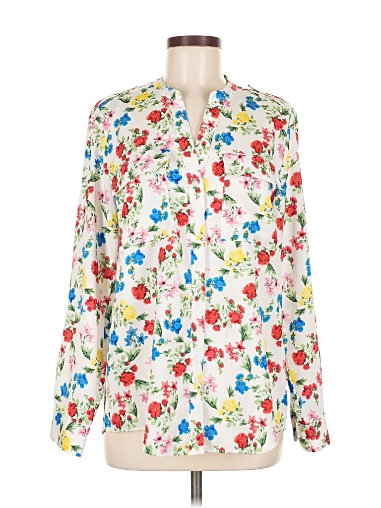 Pre-owned Calvin Klein Long Sleeve Blouse In White