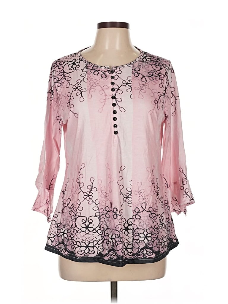 Pre-owned Unbranded 3/4 Sleeve Blouse In Pink
