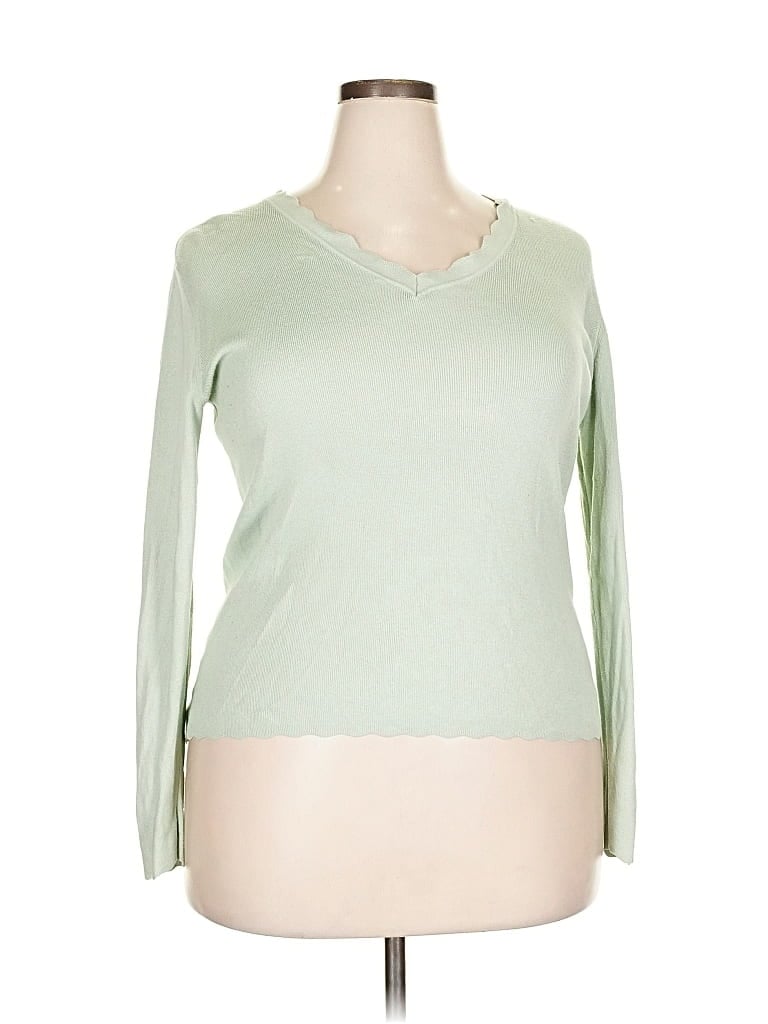 Pre-owned Halogen 3/4 Sleeve T-shirt In Green