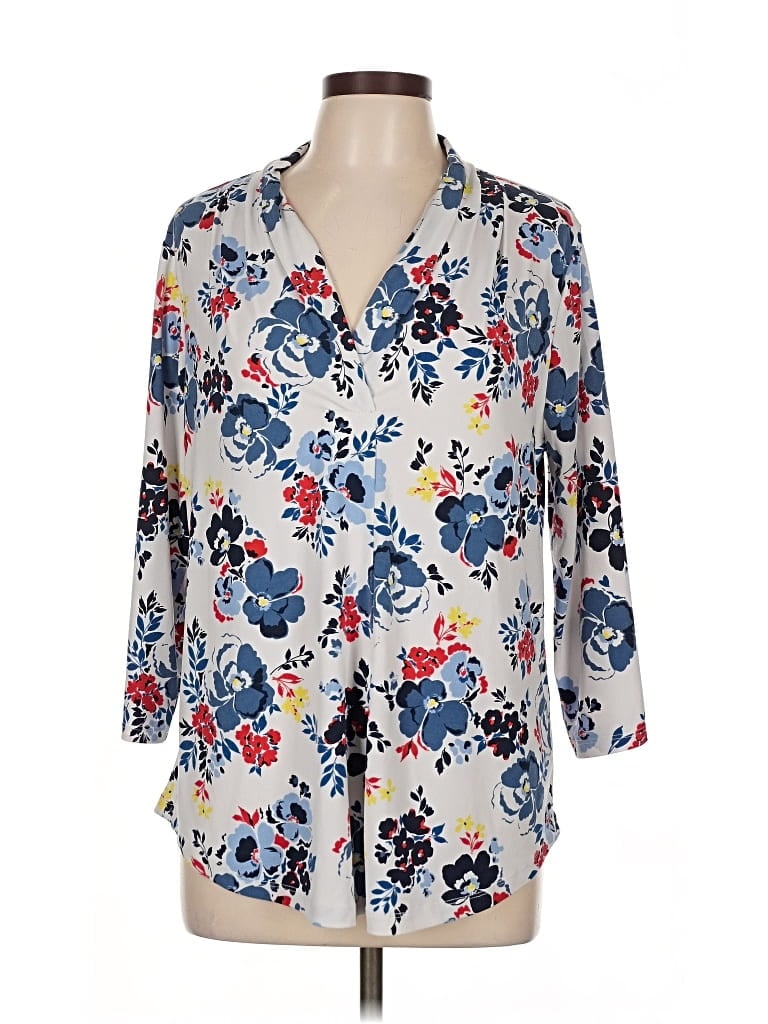 Pre-owned Charter Club 3/4 Sleeve Blouse In Blue