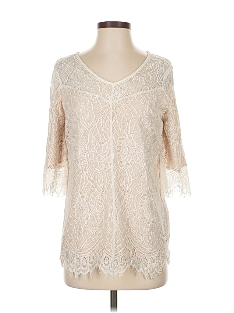 Pre-owned Ella Moss 3/4 Sleeve Blouse In White