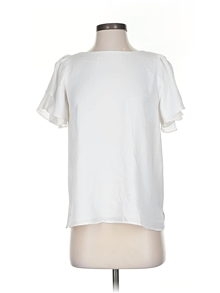 Pre-owned Vince Camuto Short Sleeve Top White Crew Neck Tops