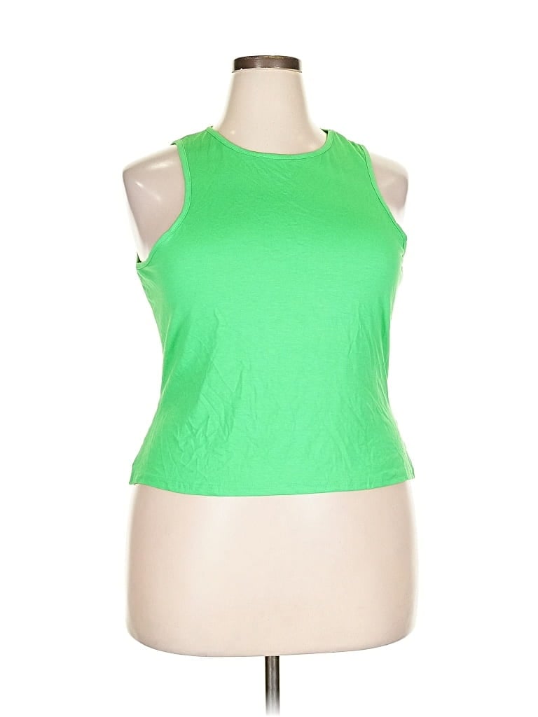 Pre-owned Prettylittlething Sleeveless Top Green Halter Neckline Tops