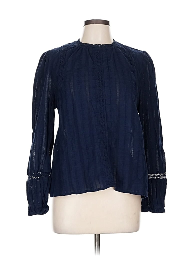 Pre-owned Time And Tru Long Sleeve Blouse In Blue