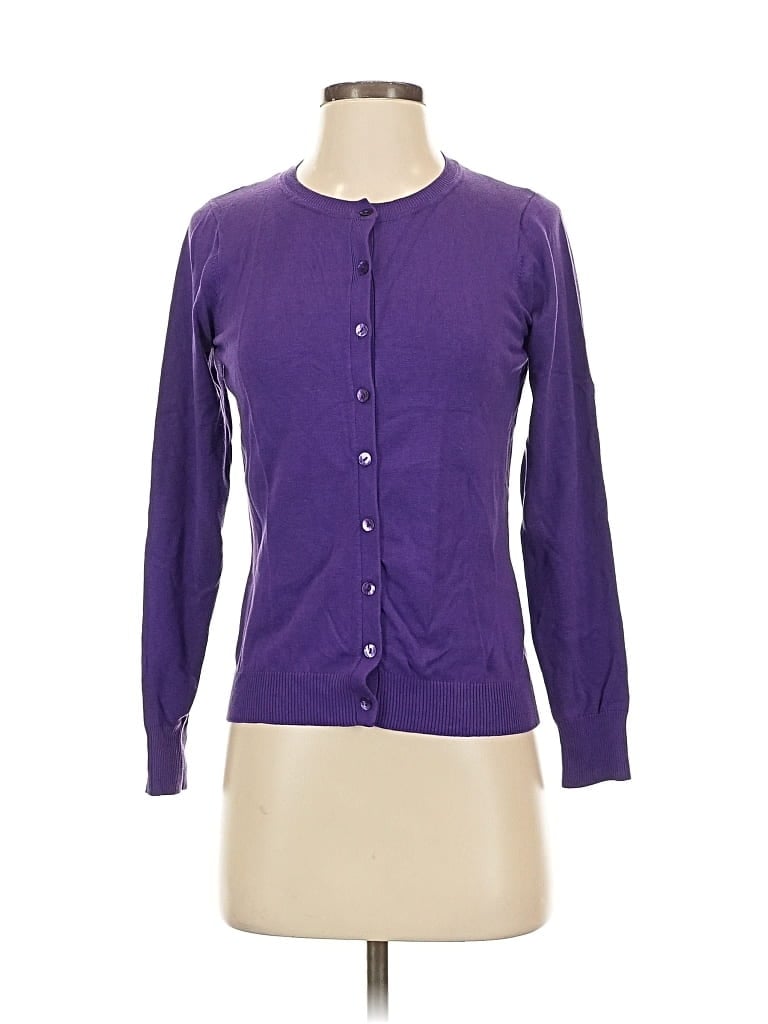Pre-owned August Silk Long Sleeve Blouse In Purple