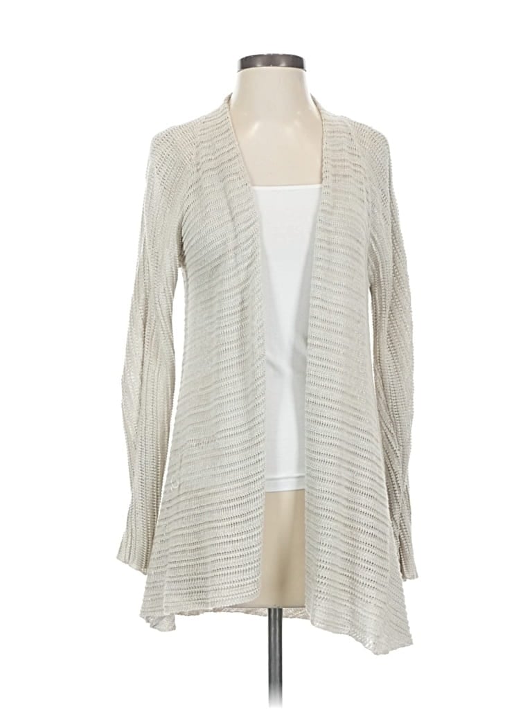 Pre-owned Eileen Fisher Cardigan Sweater In White