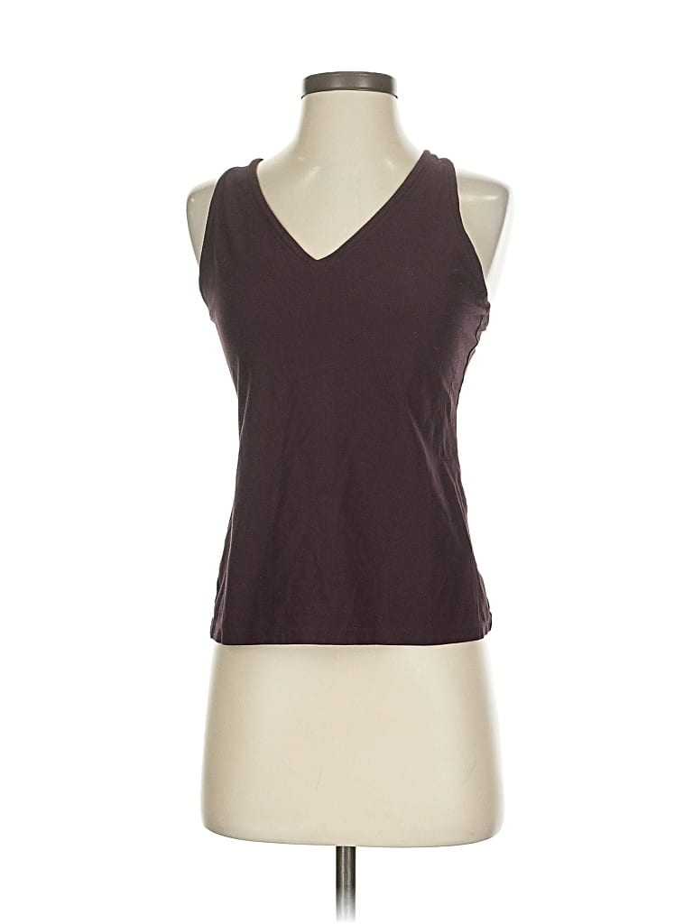 Pre-owned Eileen Fisher Sleeveless Top Burgundy V Neck Tops