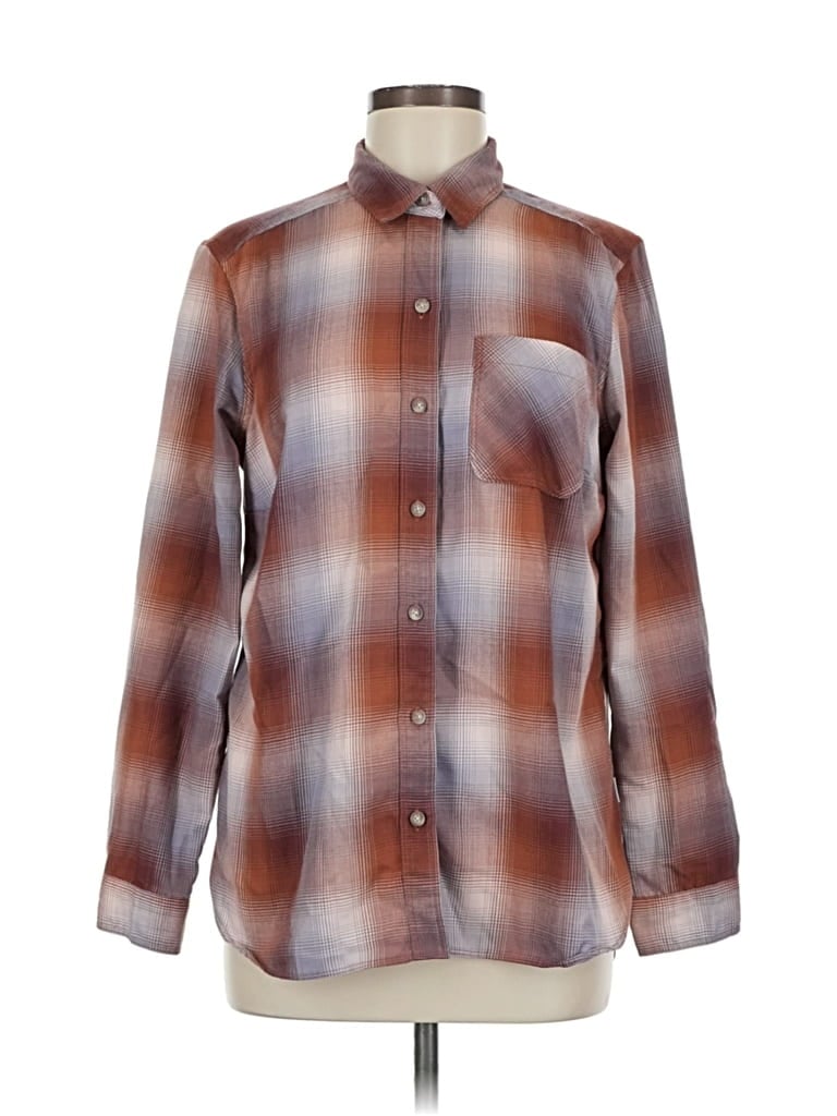 Pre-owned Eddie Bauer Long Sleeve Blouse In Brown