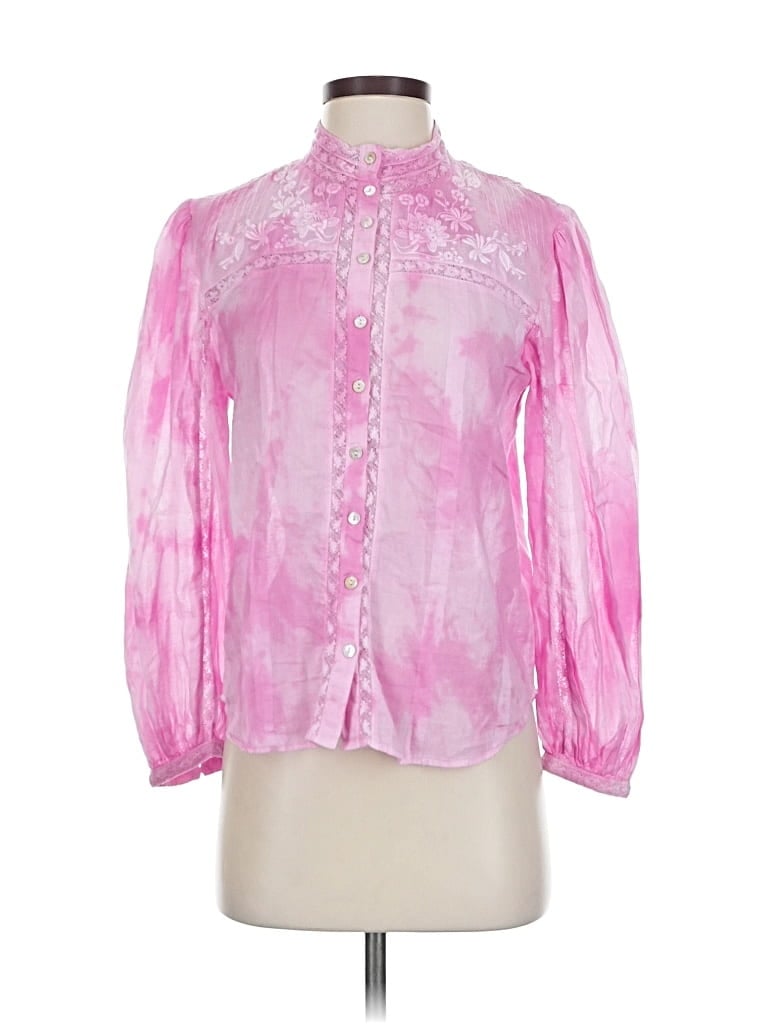 Pre-owned Loveshackfancy Long Sleeve Blouse In Pink